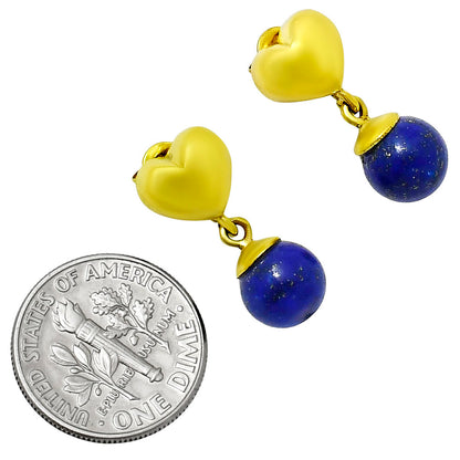 18K Gold Plated Heart Top Colorful Gemstone Drop Earrings Jewelry TGE1007 EM-1258