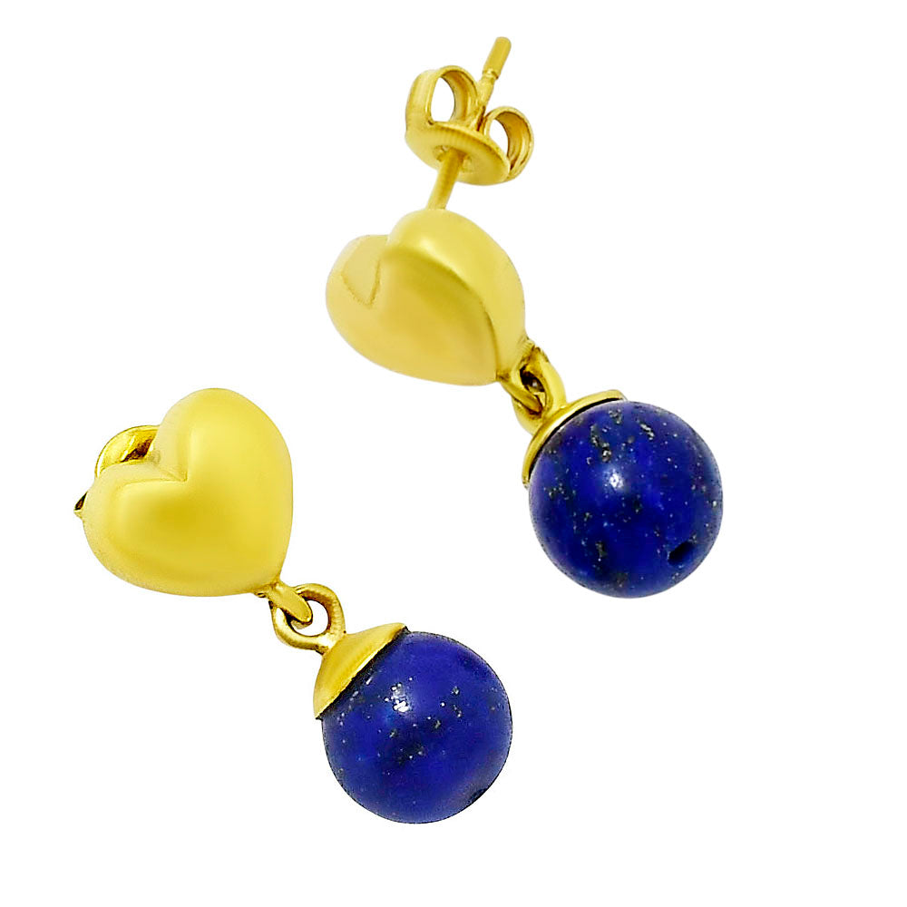 18K Gold Plated Heart Top Colorful Gemstone Drop Earrings Jewelry TGE1007 EM-1258