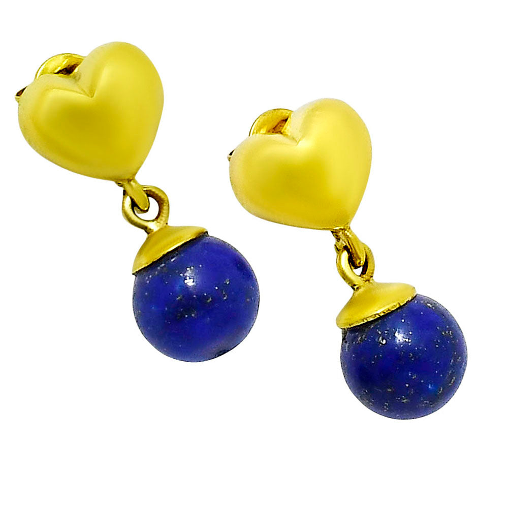 18K Gold Plated Heart Top Colorful Gemstone Drop Earrings Jewelry TGE1007 EM-1258