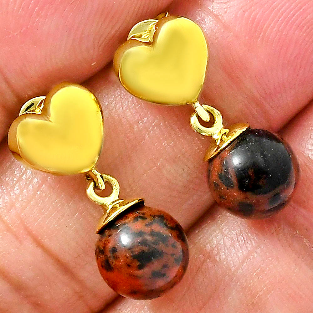 18K Gold Plated Heart Top Colorful Gemstone Drop Earrings Jewelry TGE1007 EM-1258