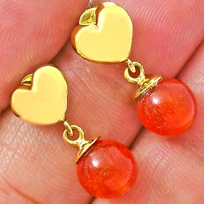 18K Gold Plated Heart Top Colorful Gemstone Drop Earrings Jewelry TGE1007 EM-1258