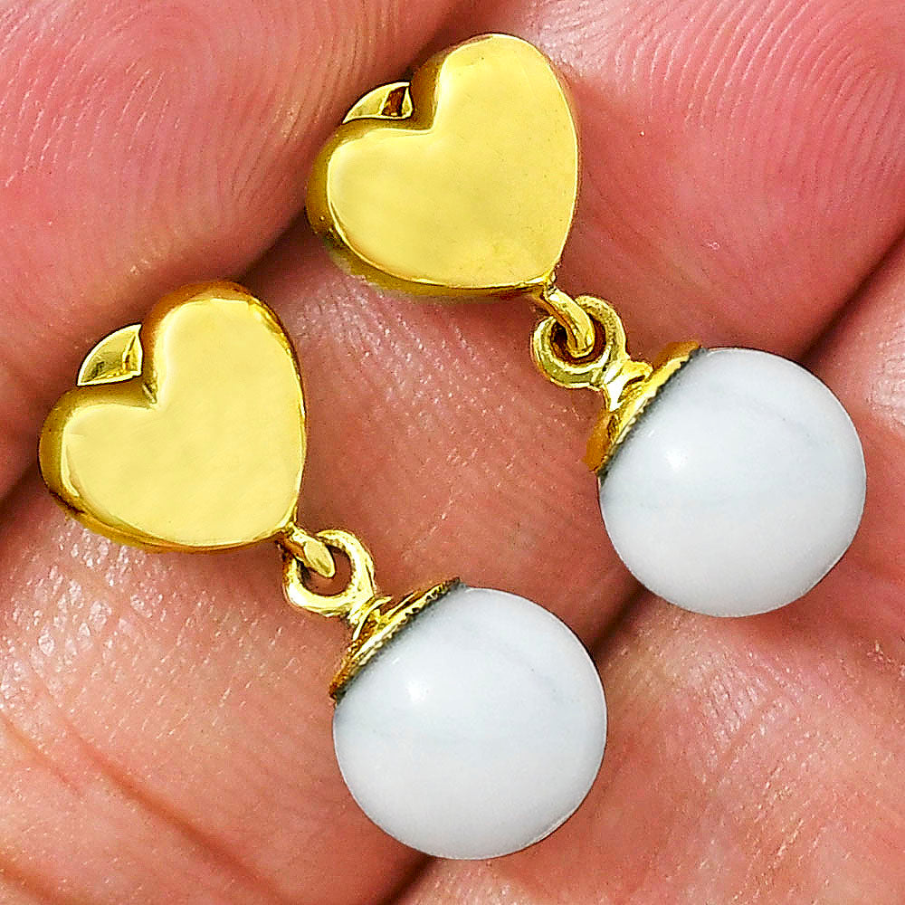 18K Gold Plated Heart Top Colorful Gemstone Drop Earrings Jewelry TGE1007 EM-1258