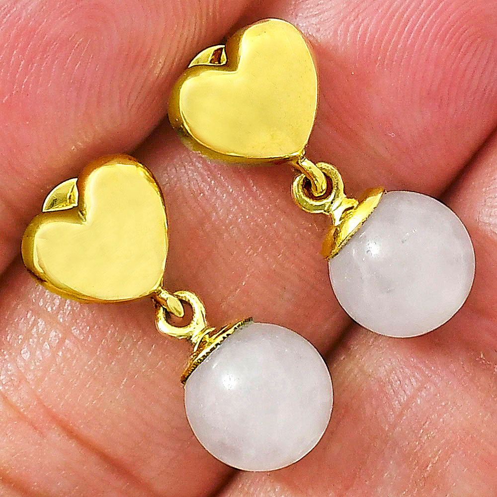 18K Gold Plated Heart Top Colorful Gemstone Drop Earrings Jewelry TGE1007 EM-1258
