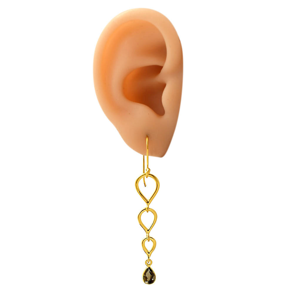 18K Gold Over Brass Linked Design Colorful Gemstone Earrings Jewelry TGE1008 EM-1266