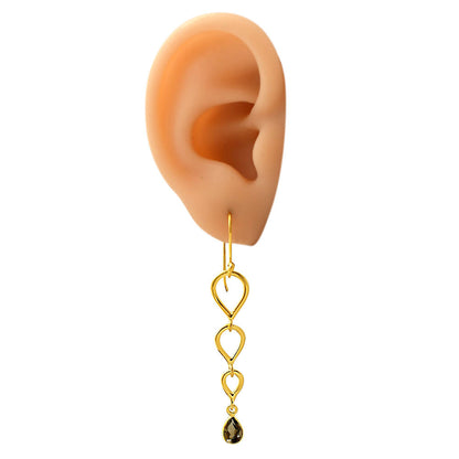 18K Gold Over Brass Linked Design Colorful Gemstone Earrings Jewelry TGE1008 EM-1266