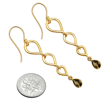 18K Gold Over Brass Linked Design Colorful Gemstone Earrings Jewelry TGE1008 EM-1266