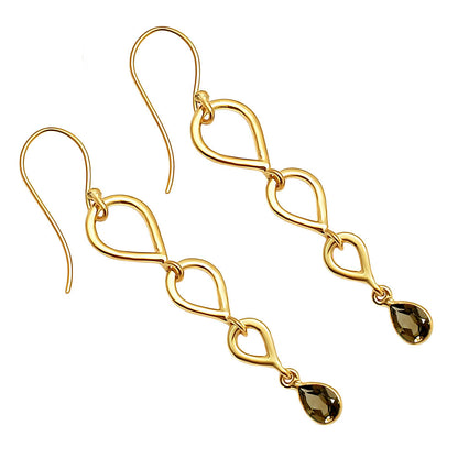 18K Gold Over Brass Linked Design Colorful Gemstone Earrings Jewelry TGE1008 EM-1266