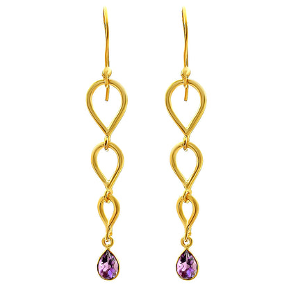 18K Gold Over Brass Linked Design Colorful Gemstone Earrings Jewelry TGE1008 EM-1266