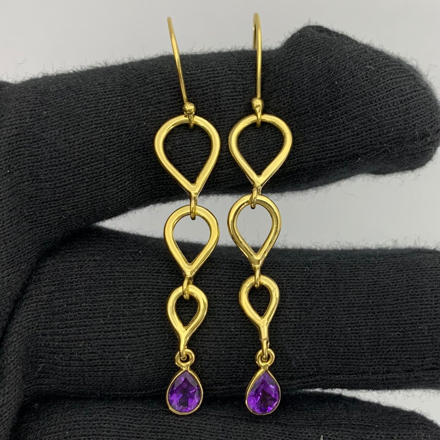 18K Gold Plated Linked Design Colorful Gemstone Earrings Jewelry TGE1008 EM-1266