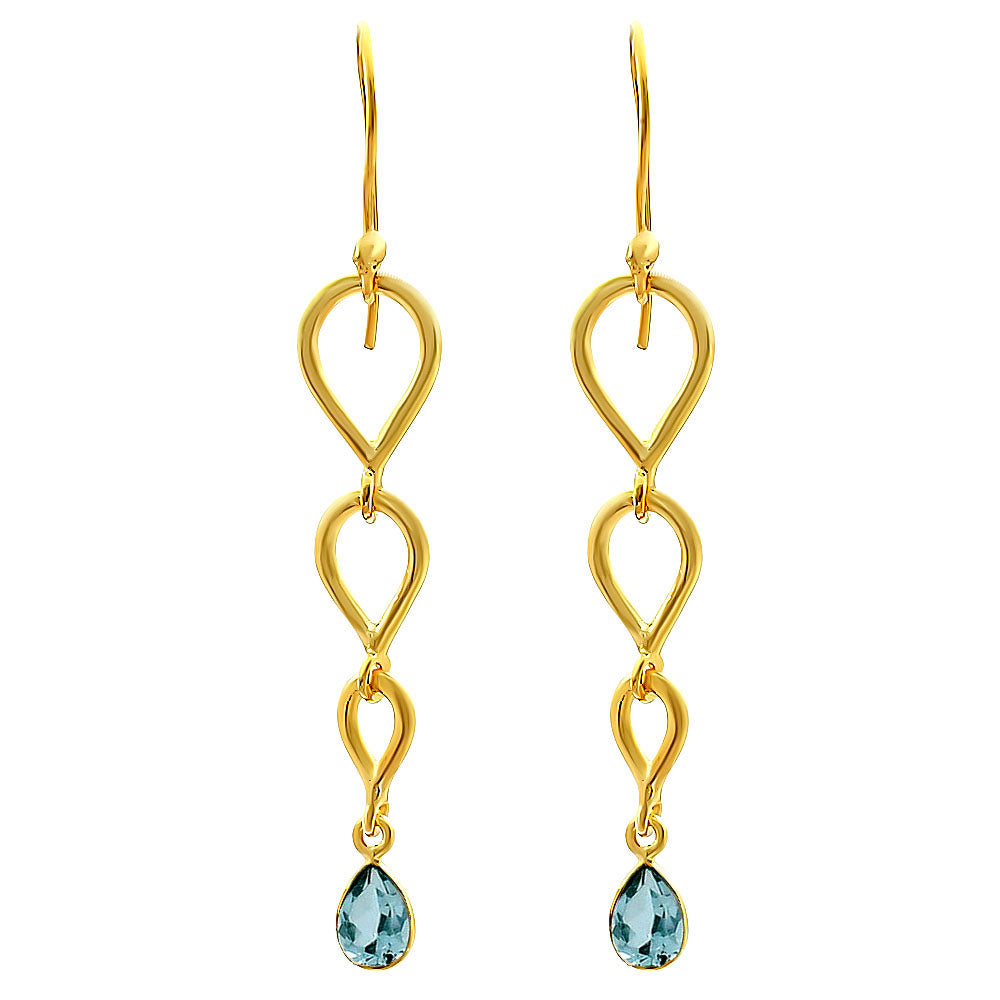 18K Gold Over Brass Linked Design Colorful Gemstone Earrings Jewelry TGE1008 EM-1266