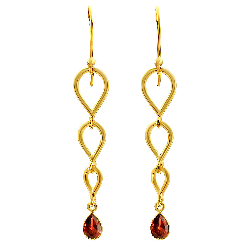 18K Gold Over Brass Linked Design Colorful Gemstone Earrings Jewelry TGE1008 EM-1266