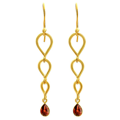 18K Gold Over Brass Linked Design Colorful Gemstone Earrings Jewelry TGE1008 EM-1266