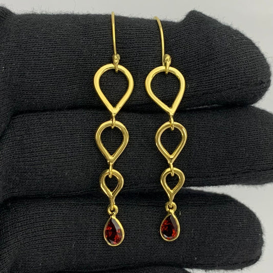 18K Gold Plated Linked Design Colorful Gemstone Earrings Jewelry TGE1008 EM-1266