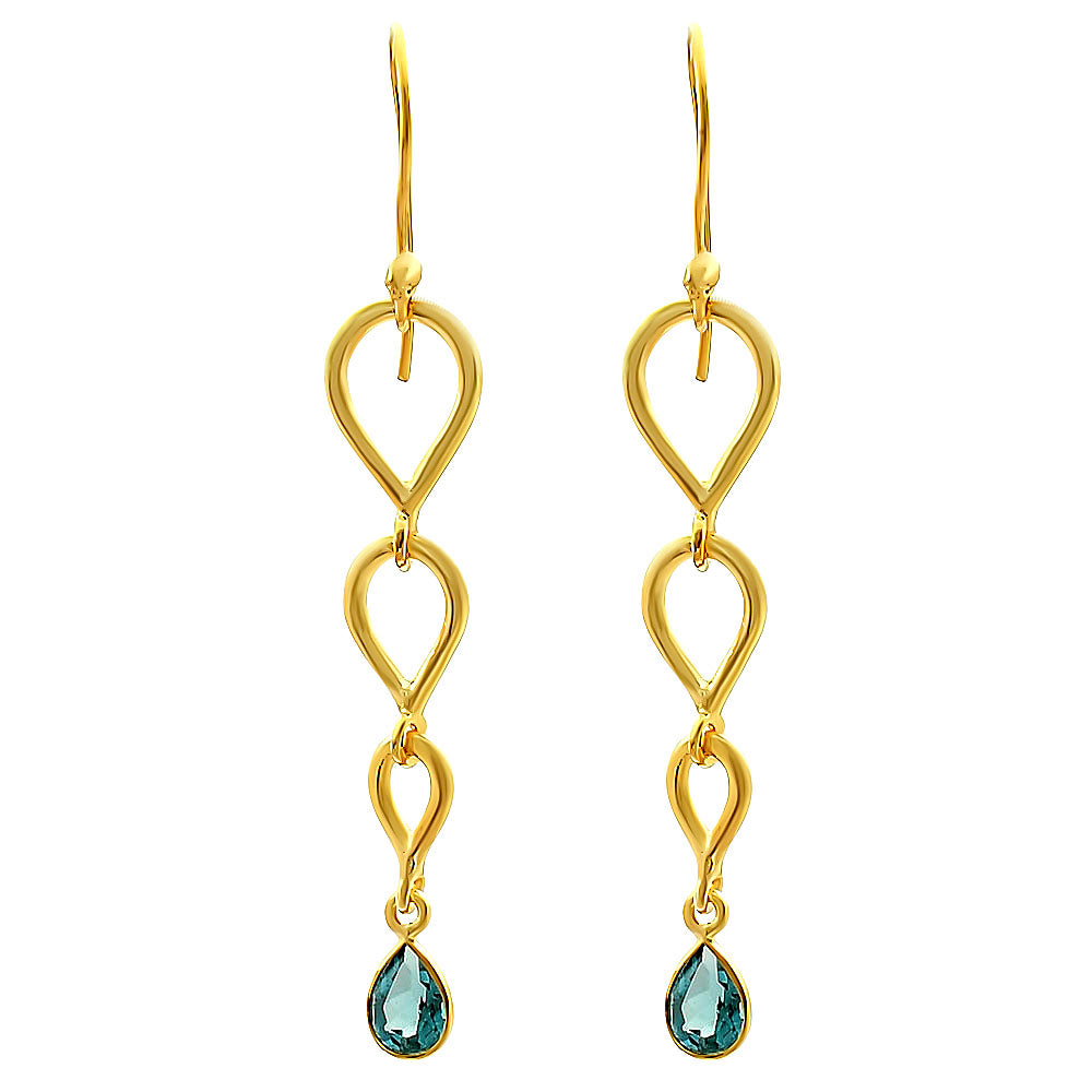 18K Gold Over Brass Linked Design Colorful Gemstone Earrings Jewelry TGE1008 EM-1266
