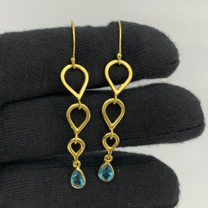 18K Gold Plated Linked Design Colorful Gemstone Earrings Jewelry TGE1008 EM-1266