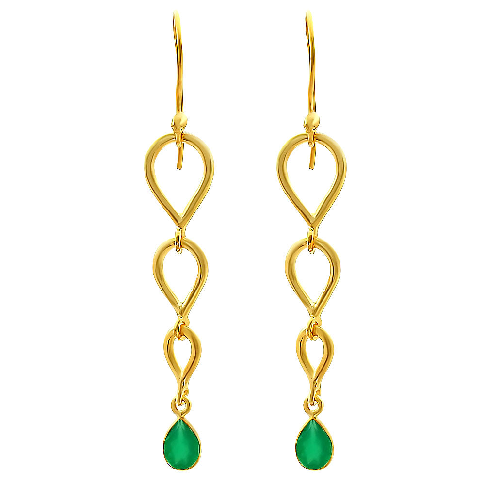 18K Gold Over Brass Linked Design Colorful Gemstone Earrings Jewelry TGE1008 EM-1266
