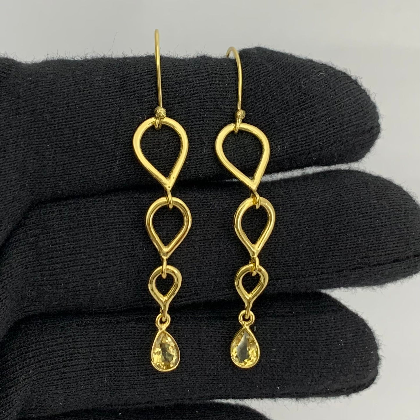 18K Gold Plated Linked Design Colorful Gemstone Earrings Jewelry TGE1008 EM-1266