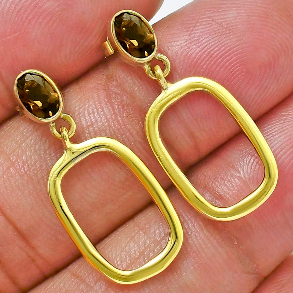 18K Gold Plated Oval Frame Gemstone Earrings – Wholesale Jewelry TGE1009 EM-1263