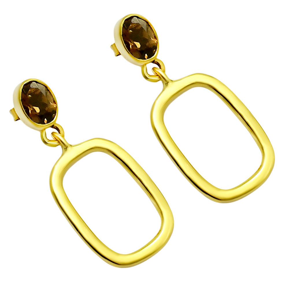 18K Gold Plated Oval Frame Gemstone Earrings – Wholesale Jewelry TGE1009 EM-1263