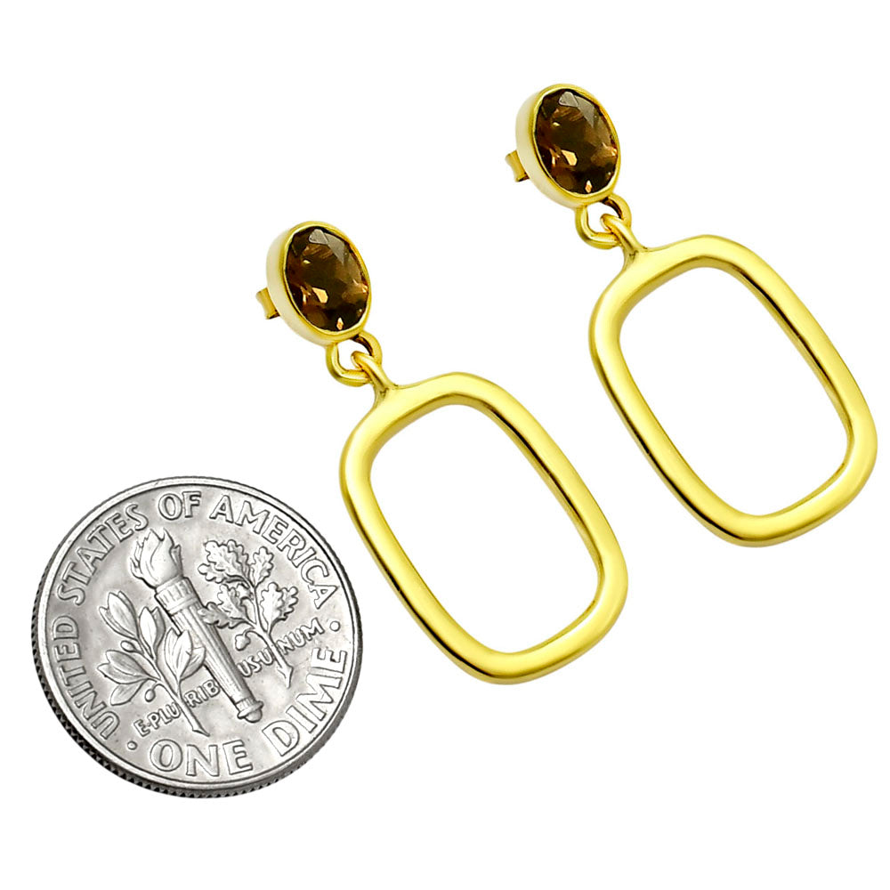 18K Gold Plated Oval Frame Gemstone Earrings – Wholesale Jewelry TGE1009 EM-1263