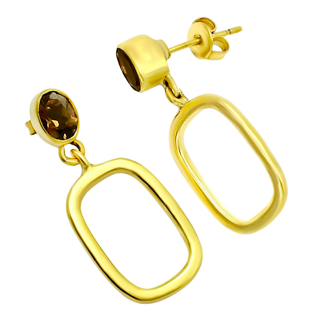 18K Gold Plated Oval Frame Gemstone Earrings – Wholesale Jewelry TGE1009 EM-1263