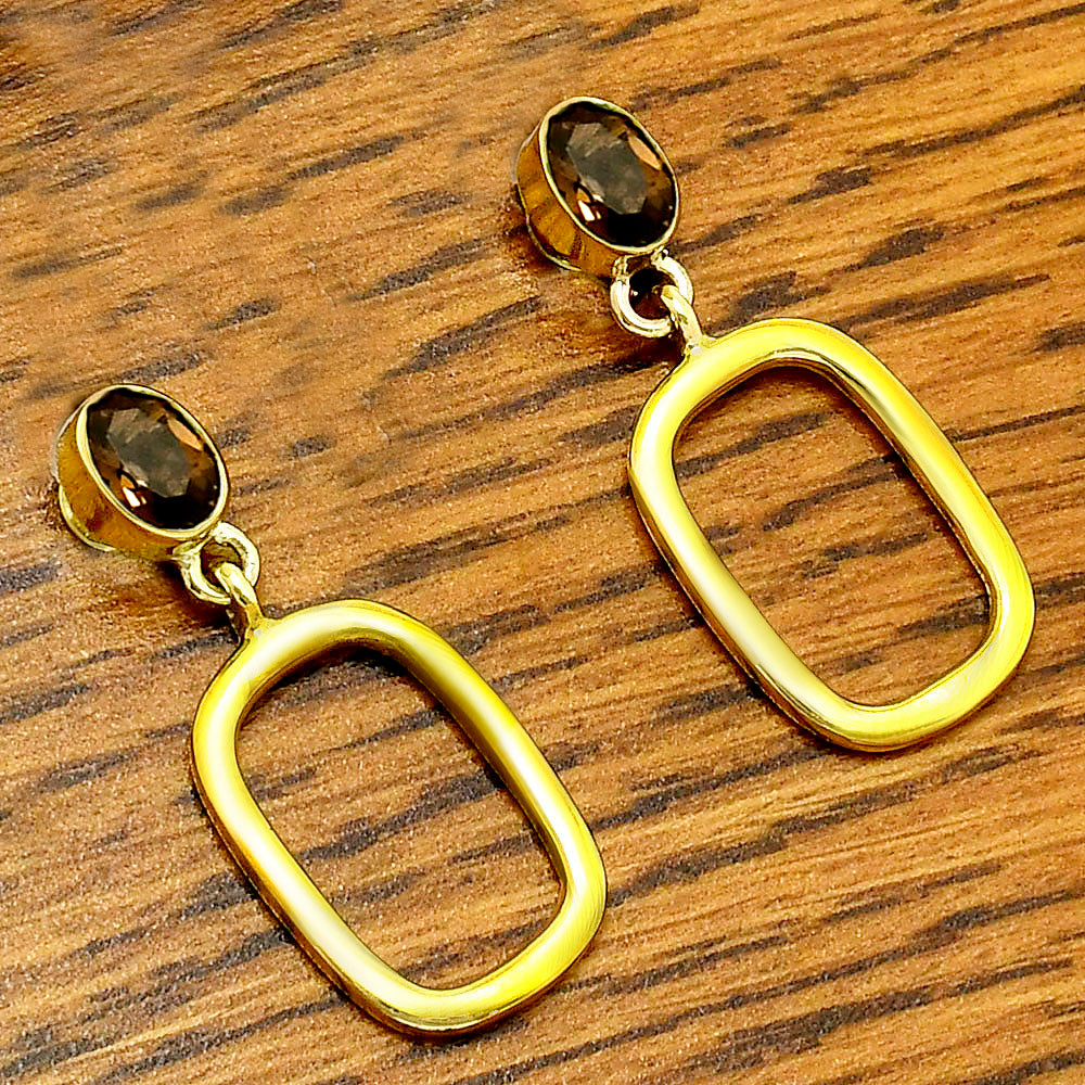 18K Gold Plated Oval Frame Gemstone Earrings – Wholesale Jewelry TGE1009 EM-1263