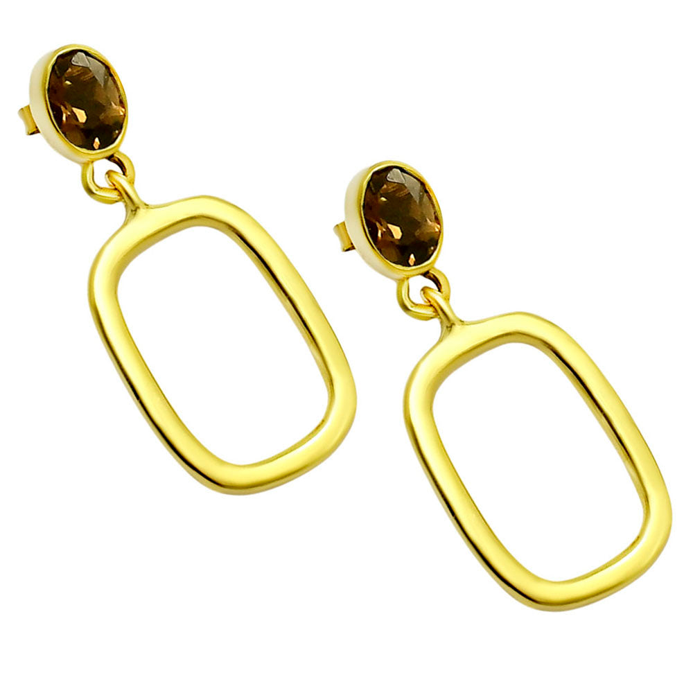 18K Gold Plated Oval Frame Gemstone Earrings – Wholesale Jewelry TGE1009 EM-1263
