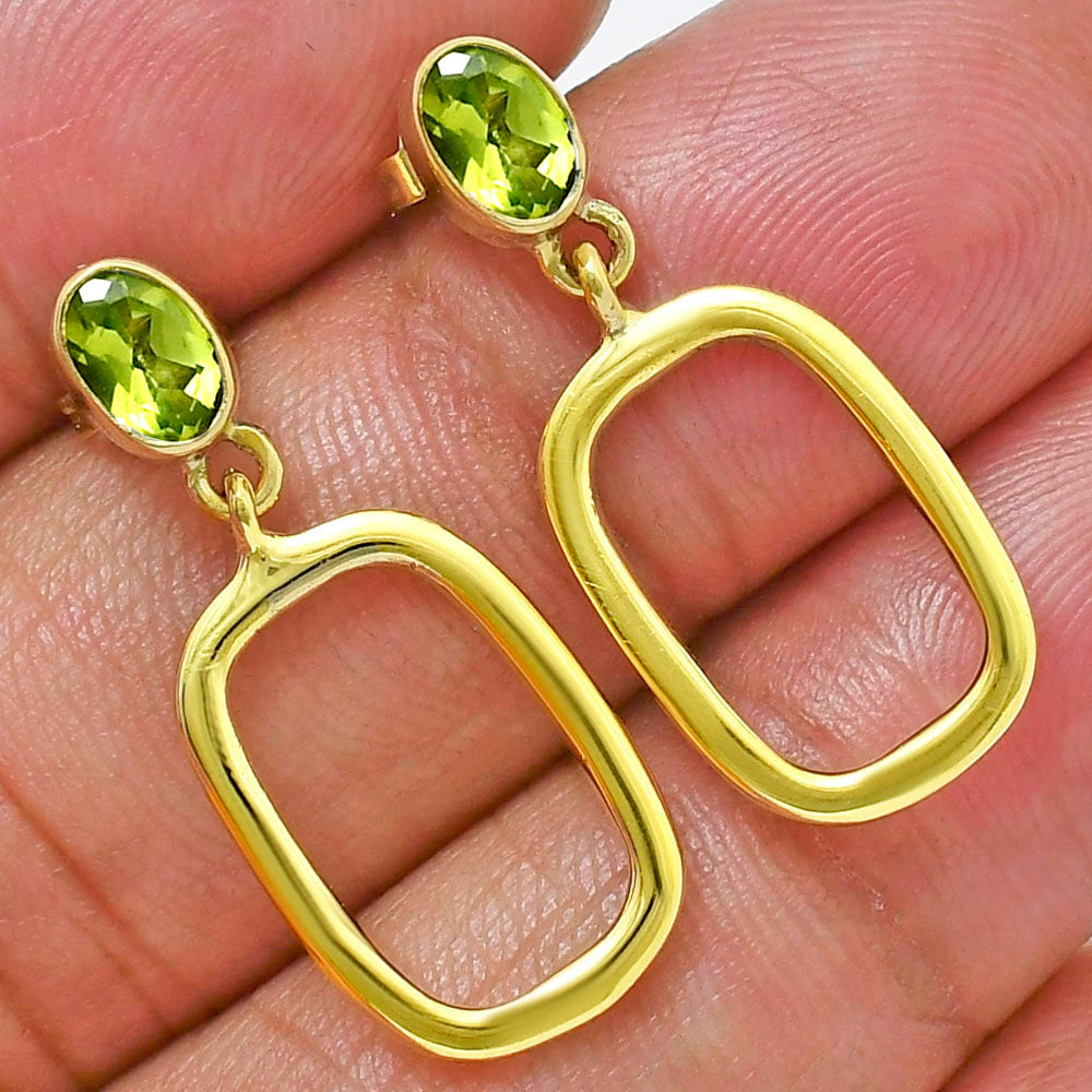 18K Gold Plated Oval Frame Gemstone Earrings – Wholesale Jewelry TGE1009 EM-1263