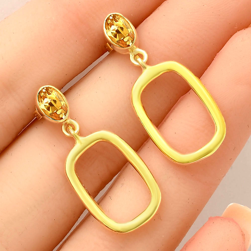 18K Gold Plated Oval Frame Gemstone Earrings – Wholesale Jewelry TGE1009 EM-1263