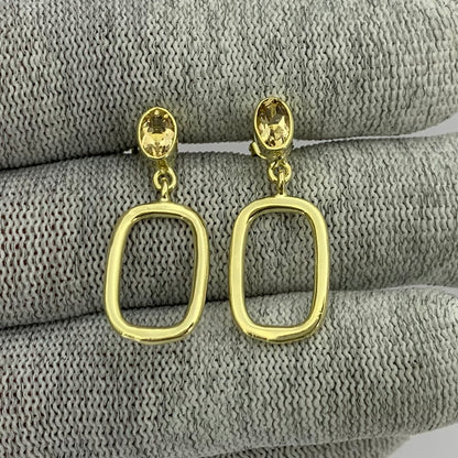 18K Gold Plated Oval Frame Gemstone Earrings – Wholesale Jewelry TGE1009 EM-1263