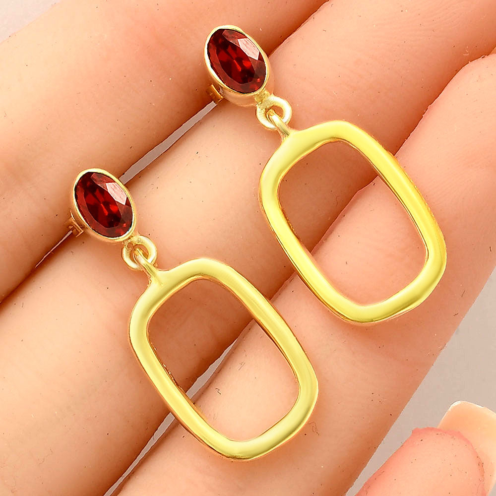18K Gold Plated Oval Frame Gemstone Earrings – Wholesale Jewelry TGE1009 EM-1263