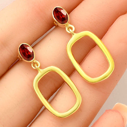 18K Gold Plated Oval Frame Gemstone Earrings – Wholesale Jewelry TGE1009 EM-1263