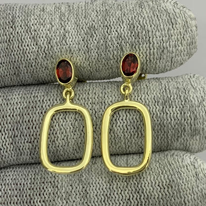 18K Gold Plated Oval Frame Gemstone Earrings – Wholesale Jewelry TGE1009 EM-1263