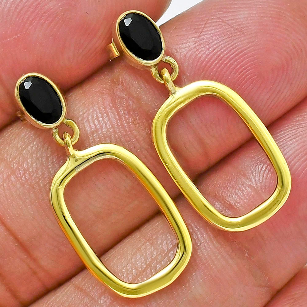 18K Gold Plated Oval Frame Gemstone Earrings – Wholesale Jewelry TGE1009 EM-1263