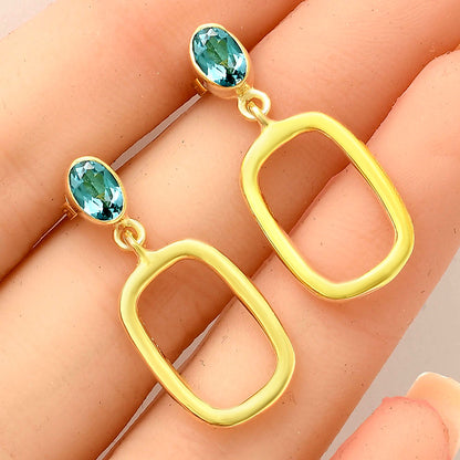18K Gold Plated Oval Frame Gemstone Earrings – Wholesale Jewelry TGE1009 EM-1263