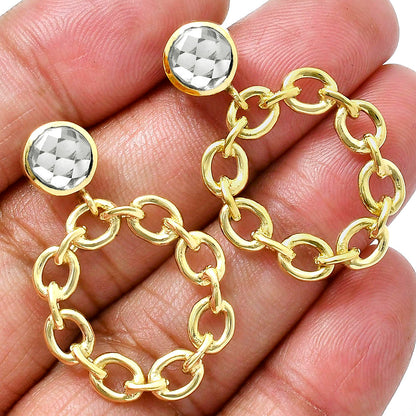 Modern Chain Link Gemstone Drop Earrings Jewelry in 18K Gold Plated TGE1012 EM-1264