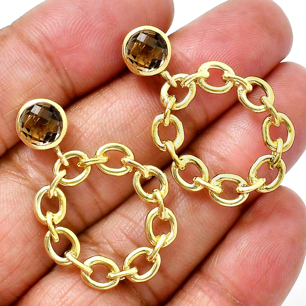 Modern Chain Link Gemstone Drop Earrings Jewelry in 18K Gold Plated TGE1012 EM-1264