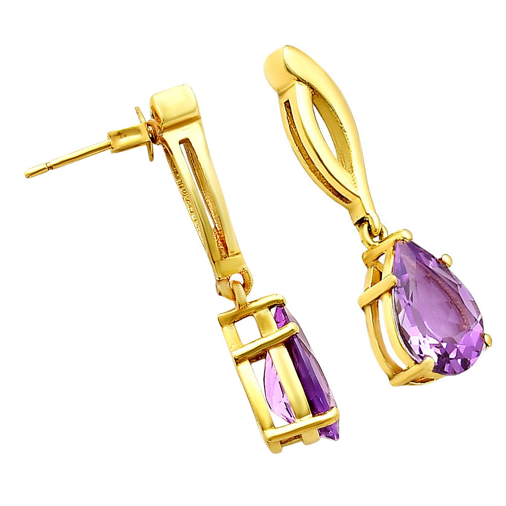 Minimal Pear Drop Gemstone Earrings 18K Gold Over Brass – Handmade TGE1013 EM-1270