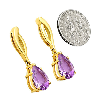 Minimal Pear Drop Gemstone Earrings 18K Gold Over Brass – Handmade TGE1013 EM-1270