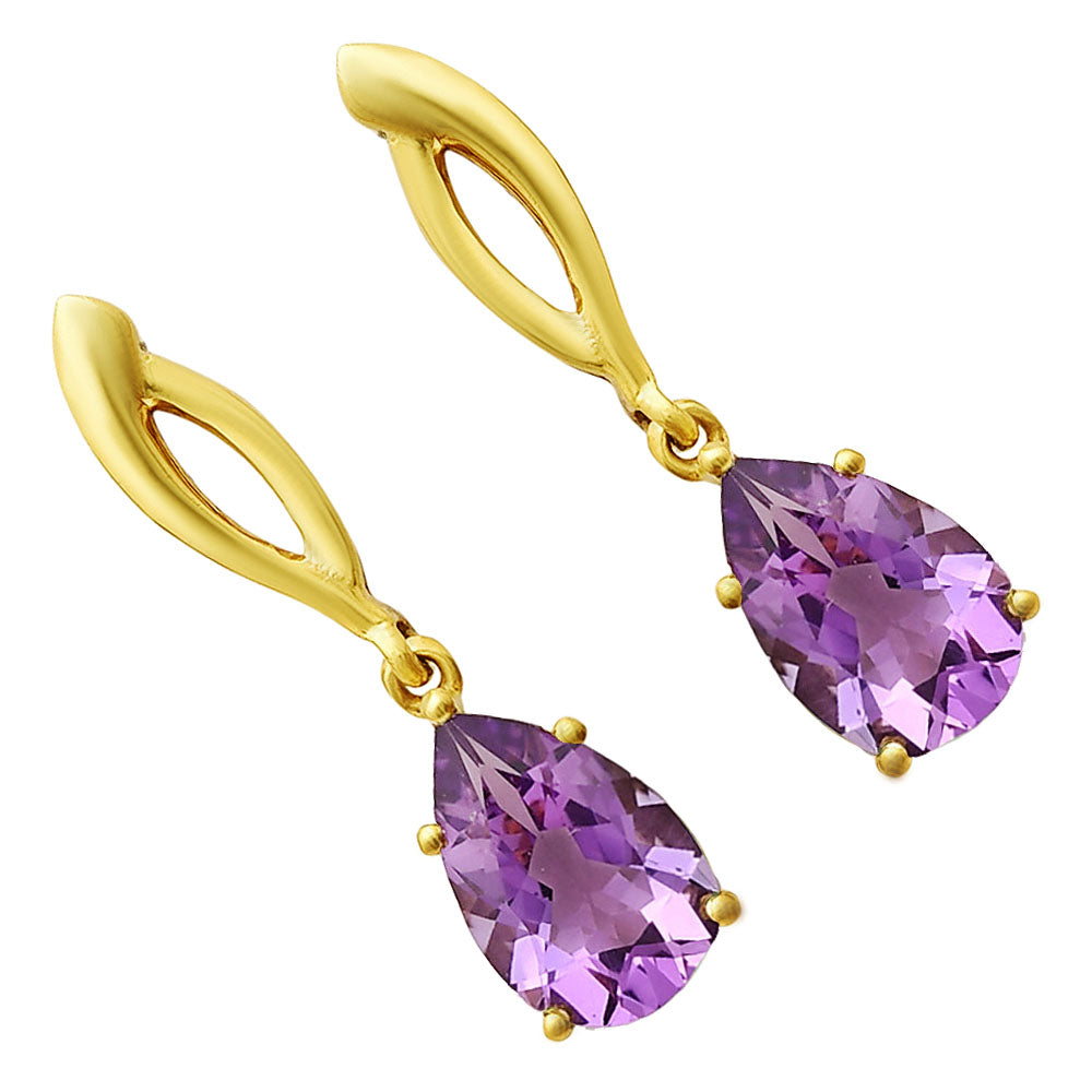 Minimal Pear Drop Gemstone Earrings 18K Gold Over Brass – Handmade TGE1013 EM-1270