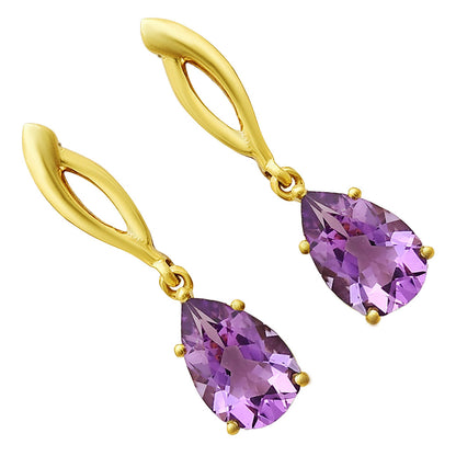 Minimal Pear Drop Gemstone Earrings 18K Gold Over Brass – Handmade TGE1013 EM-1270