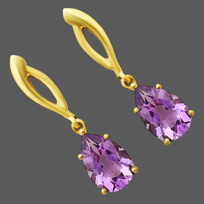 Minimal Pear Drop Gemstone Earrings 18K Gold Over Brass – Handmade TGE1013 EM-1270
