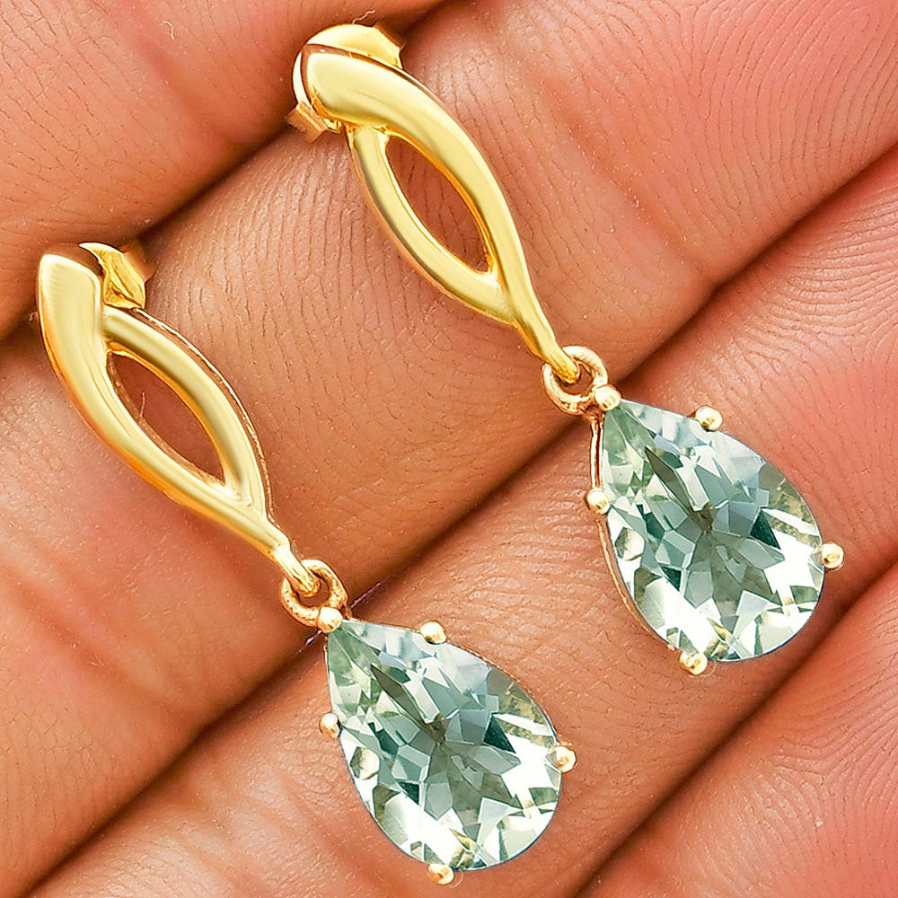 Minimal Pear Drop Gemstone Earrings 18K Gold Over Brass – Handmade TGE1013 EM-1270
