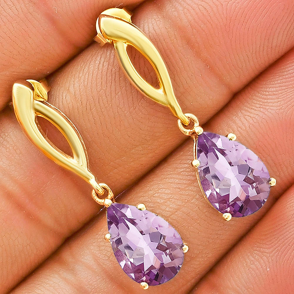 Minimal Pear Drop Gemstone Earrings 18K Gold Over Brass – Handmade TGE1013 EM-1270