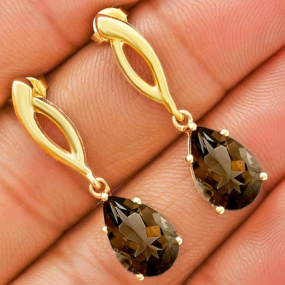 Minimal Pear Drop Gemstone Earrings 18K Gold Over Brass – Handmade TGE1013 EM-1270