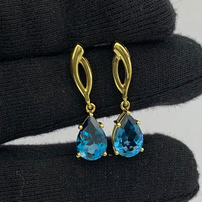 Minimal Pear Drop Gemstone Earrings 18K Gold Plated – Handmade TGE1013 EM-1270