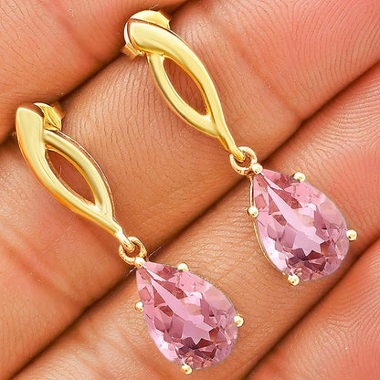 Minimal Pear Drop Gemstone Earrings 18K Gold Over Brass – Handmade TGE1013 EM-1270