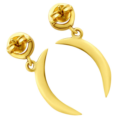 18K Gold Plated Brass Crescent Moon Colorful Gemstone Drop Earrings USA TGE1015 EM-1267