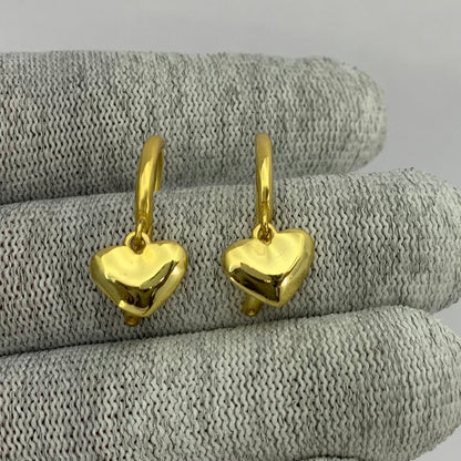 Minimal Heart Charm Hoop Earrings in 18K Gold Plated Jewelry TGE1016 EM-1274