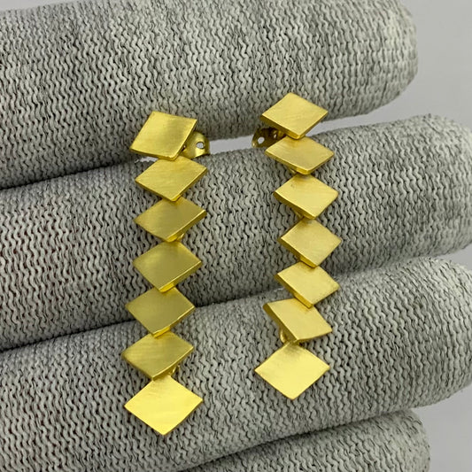 18K Gold Plated Geometric Long Drop Earrings – Wholesale Jewelry TGE1017 EM-1275